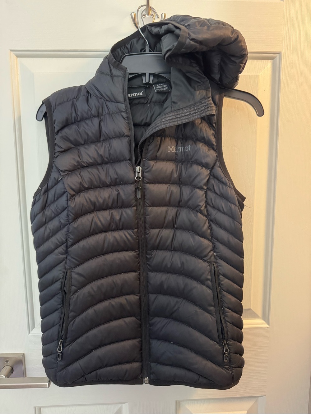 Marmot Women's Black Quilted Packable Down Vest with Hood